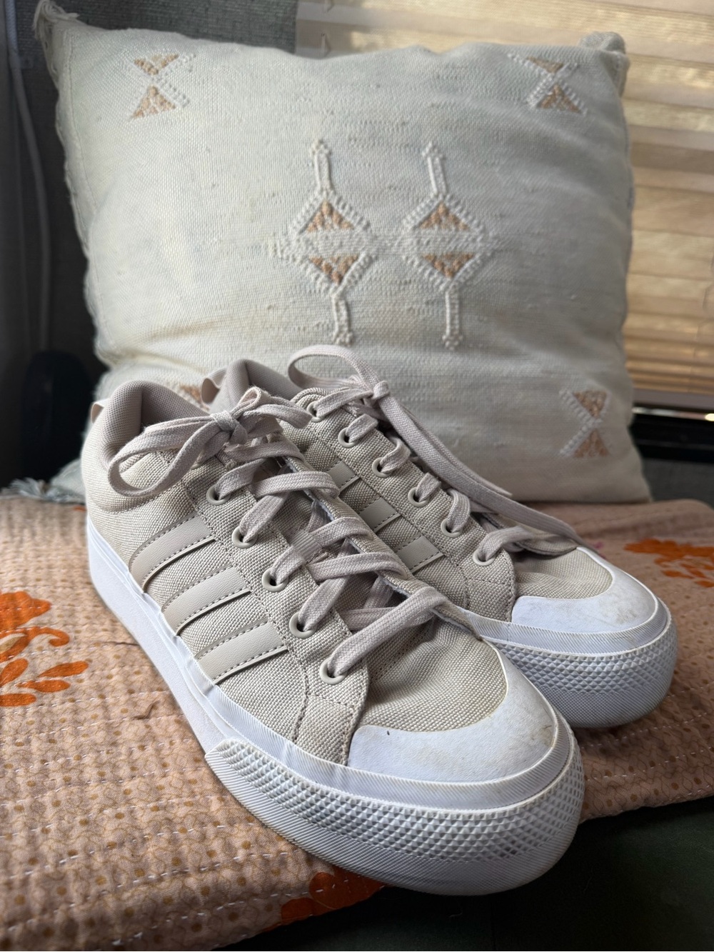 adidas Women's Light Beige Canvas Low-Top Sneakers